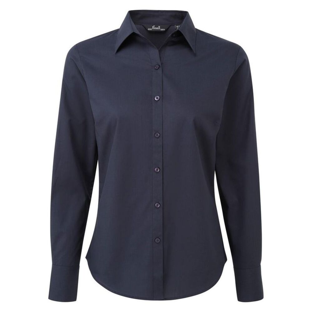 Premier Womens/Ladies Long-Sleeved Shirt / Navy